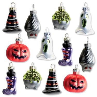 Imagem de Lillian Vernon Ornamentos de vidro de figuras de Halloween – conjunto de 12, ornamentos de Halloween, assustador, decoração divertida
