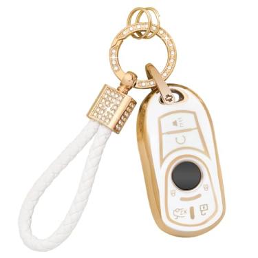 Imagem de PIFOOG Capa de chaveiro para Buick Encore GX Enclave Envision Envista Lacrosse Regal TourX Capa para chaves inteligentes de carro acessórios Bling Keychain 6 botões feminino feminino ouro branco TPU