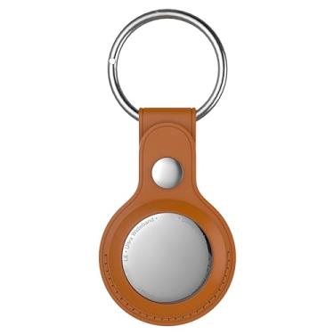 Imagem de Snakehive Suporte para chaveiro compatível com Apple AirTag – Suporte de couro genuíno feito à mão para AirTag – Capa para rastreador GPS – Find Your Keys Bags Suitcase – em marrom