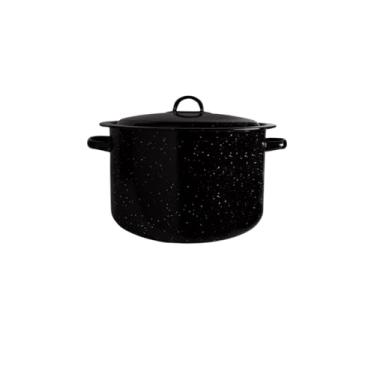 Imagem de Millvado Panela de Granito de 12 Litros, Antiaderente, com Tampa, Esmaltada, Preta, para Fogão e Fogueira