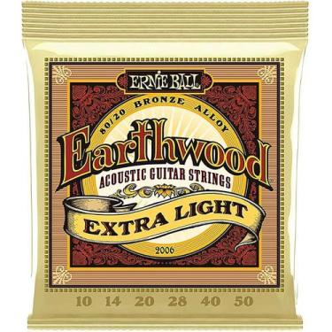 Imagem de Encordoamento ernie ball 010-050 violao aco earthwood tensao extra lev