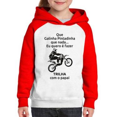 Imagem de Moletom Infantil Trilha com o papai - Foca na Moda, Branco, Vermelho, 