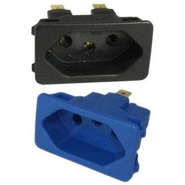 Imagem de 60 Tomada Fêmea 3 Pinos 10a Preto + 40 Azul Embutir Painel Aparelhos T