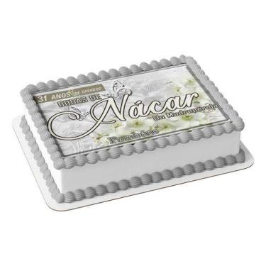 Imagem de Papel Arroz P/ Bolo Bodas de Madrepérola ou Nácar - 31 Anos de Casados