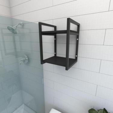 Imagem de Prateleira industrial para banheiro aço cor preto prateleiras 30 cm co