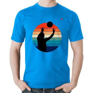 Imagem de Camiseta Algodão Vôlei Vintage Sunset - Foca na Moda, Azul, M