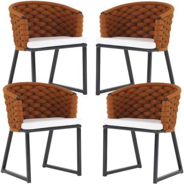 Imagem de Kit 4 Cadeiras Bali Alumínio em Tricô Náutico Trama Original, Terra Co