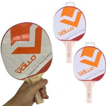 Imagem de 2 Raquetes Tênis Mesa Ping Pong Force 1000 VT601 Vollo Preto e Vermelh