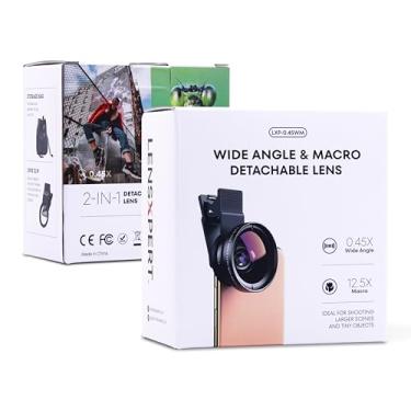 Imagem de LensXpert® Kit universal de lentes de câmera de celular 2 em 1: lente super grande angular de 0,45 X e macro de 12,5 x, acessório de encaixe para iPhone, Samsung, smartphones Android - capture fotos