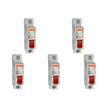 Imagem de Kit C/5 - Disjuntor Steck Din Unipolar 16A Sd61 C Sdd61C16
