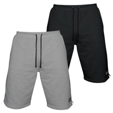 Imagem de Kit 2 Bermudas Moletom Masculina com 3 Bolsos Fenda Lateral Short Bási
