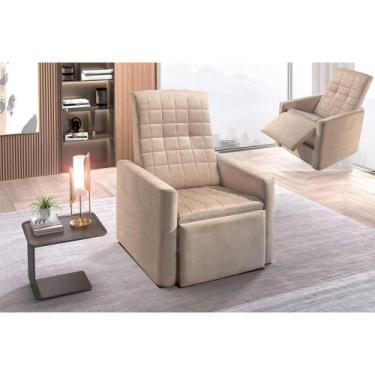 Imagem de Poltrona de Amamentação Sala Reclinável do Papai Top Suede Bege - Paro