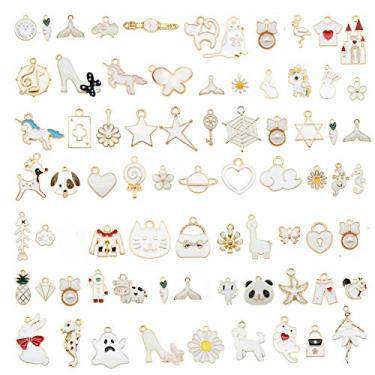 Imagem de Julie Wang 60 peças, 30 pares, pingentes esmaltados para fazer joias, lotes a granel, colar, brincos, pulseiras, artesanato, faça você mesmo, Esmalte, Metal