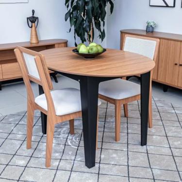 Imagem de Dalla Costa, Conjunto Mesa de Jantar Extensível com 2 Cadeiras Encosto Tela 100% MDF Preto Bege Dalla Costa