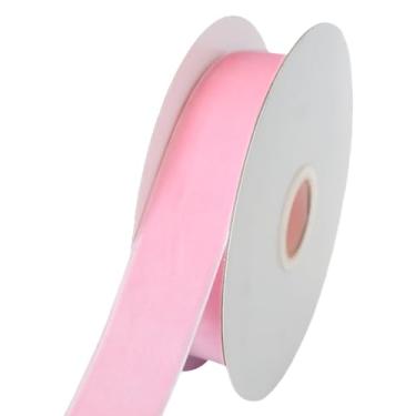 Imagem de Abbaoww Fita de veludo rosa de 10 metros de 2,5 cm fita de veludo de face única para decoração de guirlanda de Natal, embrulho de presente, projeto faça você mesmo (rosa, 2,5 cm)