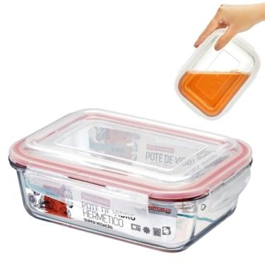 Imagem de Pote Hermético De Vidro Vasilha Com Tampa 1 Litro Grande Térmico Mármita Armazenar Comida Trabalho Casa Cozinha