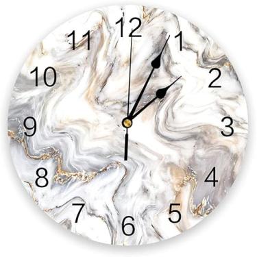 Imagem de Abstrato textura de mármore impressão relógio de parede arte da parede silencioso não ticking relógio de parede redondo para decoração de casa melhor presente
