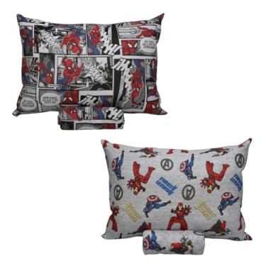 Imagem de Portallar, Kit 2 Jogos Cama Menino Homem Aranha + Vingadores Solteiro Malha Conjunto