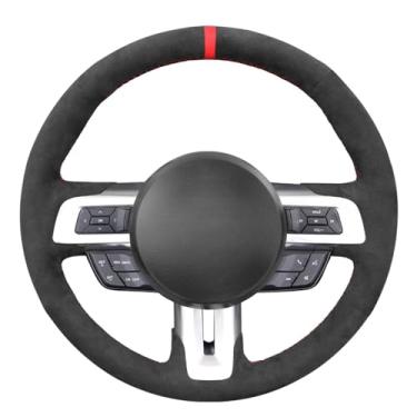 Imagem de MEWANT Capa protetora para volante de carro Alcantara Hand Stitch para Ford Mustang 2015-2021 acessórios de capa de volante Ford Mustang