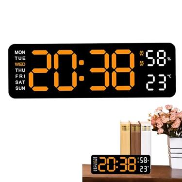 Imagem de Relógio de parede digital,Relógios de parede digitais | Relógio de parede eletrônico retangular LED,Decoração multifuncional de cozinha de fonte grande, despertador simples, decoração de casa, decoraç