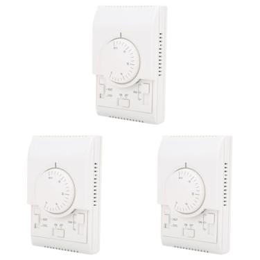 Imagem de 3 Unidades Controlador de Temperatura Mecânico Termostato de Ar Condicionado Montado na Superfície AC220V para Válvula Elétrica de Bobina de Ventilador de Ar Condicionado Central