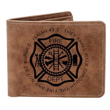 Imagem de THTCSQ Presente de bombeiro para homens, carteira de couro, carteira de couro personalizada gravada, carteira de bombeiro, presentes de formatura de bombeiro, presentes de aniversário, Bombeiro ISAIAH