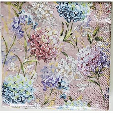Imagem de Guardanapo de papel flora rosa celestial | Guardanapo Decoupage coquetel almoço jantar | Guardanapo rosa claro elegante para festa de brunch
