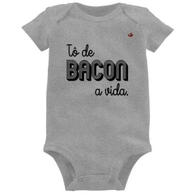 Imagem de Body Bebê Estou de bacon a vida - Foca na Moda, Cinza, M