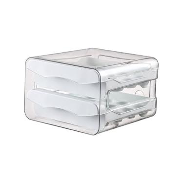 Imagem de Uilita 2 Porta-ovos de chão para geladeira, recipiente automático para ovos com rolamento para geladeira, caixa organizadora de ovos(White)