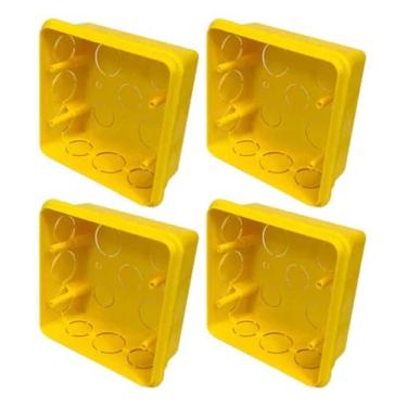 Imagem de Kit 4 Caixa De Luz 4x4 Reforçada Para Tomada E Interruptor Cor Amarelo
