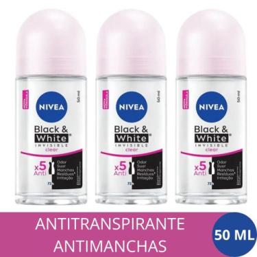 Imagem de KIT 03X Desodorante Rollon Black  White INVISIBLE Clear 50ml 72Hrs NIV