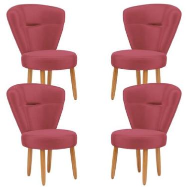 Imagem de Jogo 4 Cadeiras Para Recepção Sala de Jantar Cozinha Moderna Pés de Ma