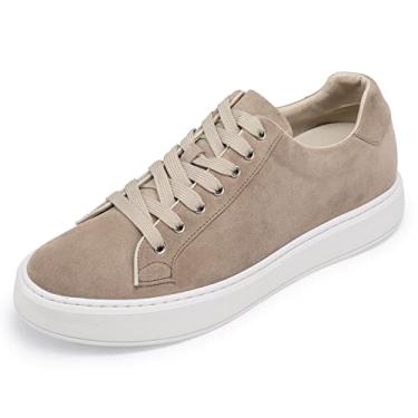 Imagem de CHAMARIPA Tênis masculino com elevação de altura casual camurça sapato de elevação esportivo 6 cm mais alto cáqui H92T55B501DX, Caqui, 9
