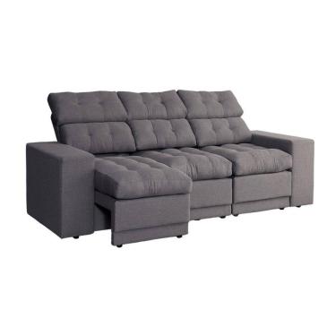 Imagem de Sofá 3 Lugares Retrátil e Reclinável Baden Linho Grafite 230 cm