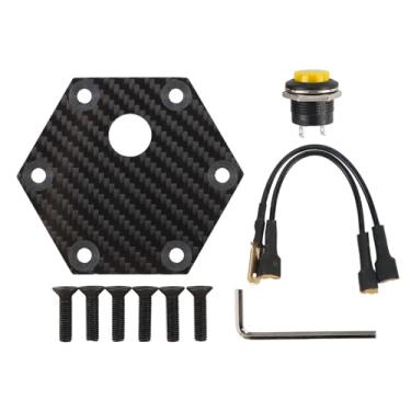 Imagem de 6 Buracos na Tampa do Volante do Volante Fibra de Carbono Esportivo e Elegante Capinha de Direção de Volante para 6 Parafusos Rodas de Direção (YELLOW)