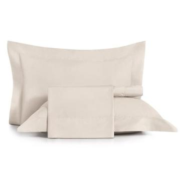 Imagem de Jogo de Cama Queen 4 Peças Altenburg Algodão Lux 200 Fios Bege Delavé