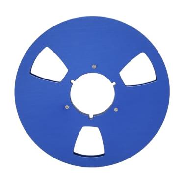 Imagem de Carretel de fita vazio de 3 furos, carretel de captação de liga de alumínio, carretel de captação vazio de 10,5 unidades, adequado para jogadores de fita de carretel para carretel (Azul)