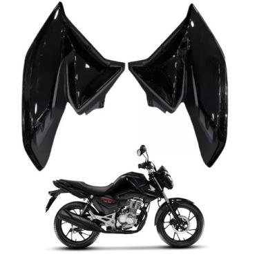 Imagem de Asa Tanque Aba Aleta Lateral Honda Cg Fan 160 Preto Brilho 2022 2023 2