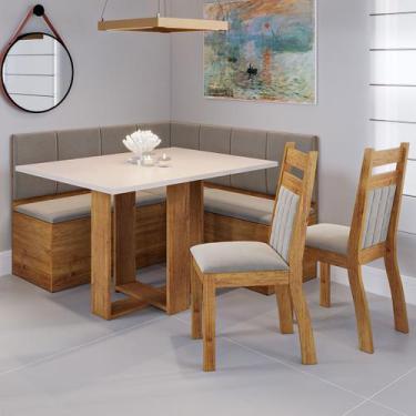 Imagem de Canto Alemão Nigro com 2 Cadeiras Mel/Blonde/Veludo Perola - Viero Móv