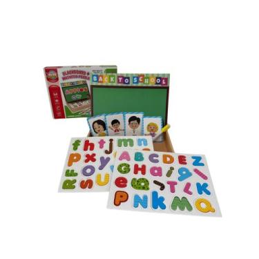 Imagem de Brinquedo Educativo Alfabeto Magnético Madeira Letras Figuras Pedagógi