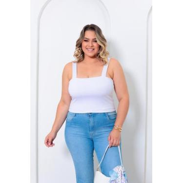 Imagem de Cropped Plus Size  Cropped Top Alça Grossa Suplex Moda Plus Size GG ao