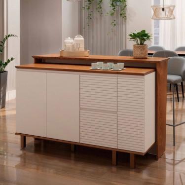 Imagem de Bancada de Cozinha Auris 2 Portas 3 Gavetas 100% Mdf Canela/Off White - Genialflex