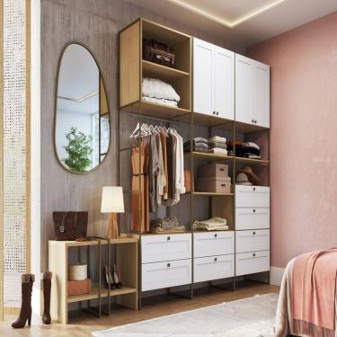 Imagem de Guarda-Roupa Casal Modulado Infinity 4 Portas 8 Gavetas 100% Mdf Savana/Branco Fosco - Genialflex