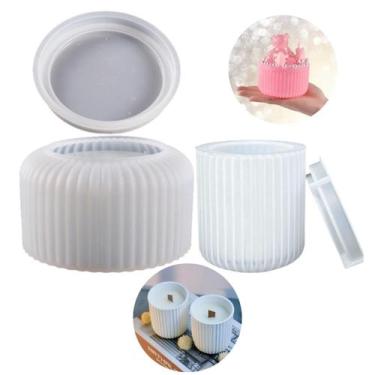 Imagem de Kit 2 Moldes Pote Riscado Grande E Pequeno Resina Gesso Vela - Ronzan