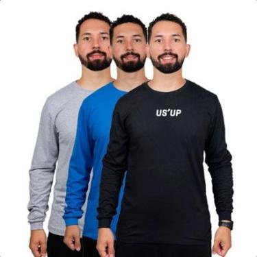 Imagem de Kit 3 Camisa Manga Longa Masculina Frio Inverno Para Sair-Masculino