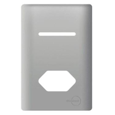 Imagem de Placa Novara Aco 4x2 1 Interruptor E 1 Tomada - DICOMPEL, AÇO