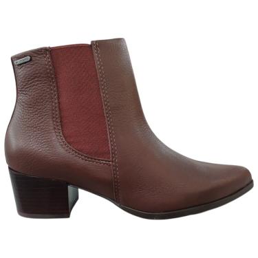 Imagem de Bota Cano Curto Bico Fino 349304 Feminino - Marrom