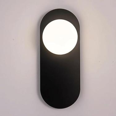 Imagem de Luminária de parede LED de 7W para sala de estar, escada de entrada, corredor e quarto, iluminação de cabeceira luxuosa e simples (preta)