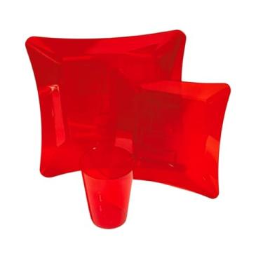 Imagem de Kit Descartáveis Reforçados Festa Pratos Copos P/ 10 Pessoas