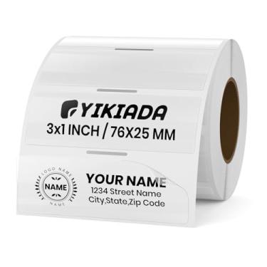 Imagem de YIKIADA Etiquetas Térmicas Transparentes Vinil 2,5 x 7,6 cm Adesivos Quadrados Autoadesivos Rolo Impermeável Impressora Decalques Diretos Pacote Selo para QR Code Envelope Escritório Varejo Casa 300